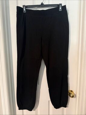 Logo Athletic Black Pull-On Joggers with Elastic Ankles